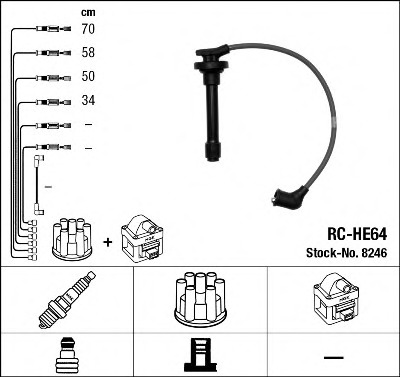 картинка Провода зажигания к-т RC-HE64 8246 для Honda Civic магазин  StreetTuning 