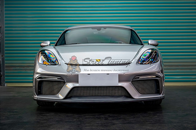 картинка Передний бампер GT4 (реплика) в сборе без ДХО для Porsche 718 Boxster (982) 2017+ магазин  StreetTuning 