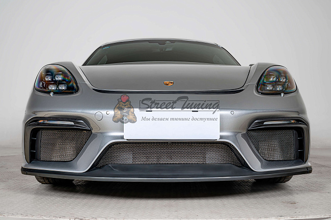картинка Передний бампер GT4 (реплика) в сборе без ДХО для Porsche 718 Boxster (982) 2017+ магазин  StreetTuning 
